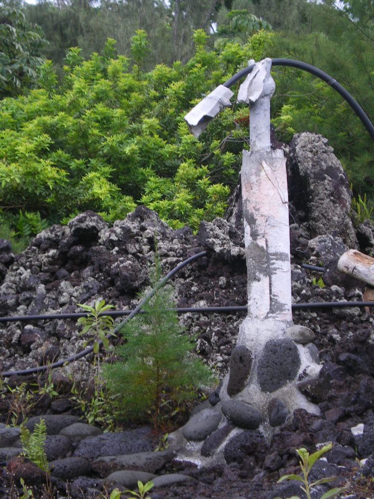 outdoor shower while living off the grid