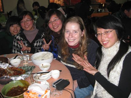 Becky Ances and her students while teaching in China