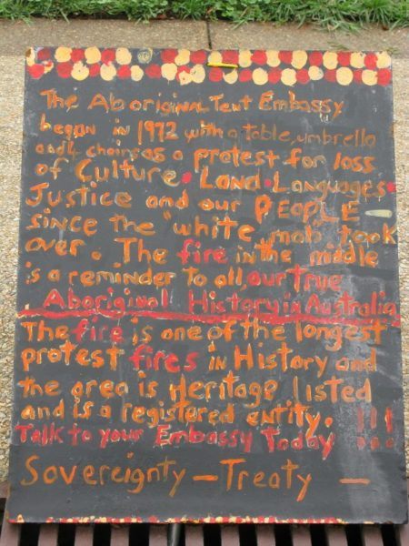 Australian Aboriginal Tent Embassy info sign