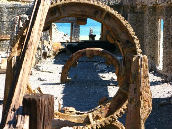 Evidence of the old sulphur mine on White Island, Bay of Plenty, New Zealand