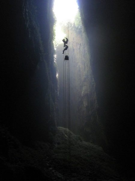 The Professional Hobo abseiling in New Zealand