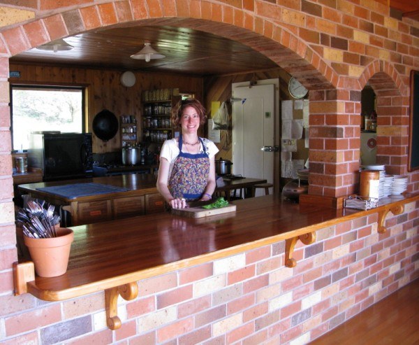 Nora Dunn in the kitchen doing work exchange at Mana Retreat Centre