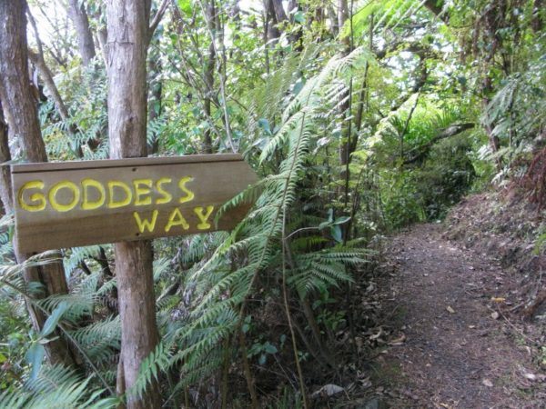 The Goddess Way, a path to the top of the mountain behind Mana Centre