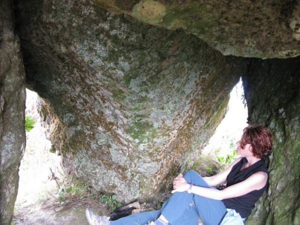 Sitting in contemplation at a cave on the property of Dharma Gaia, where Sister Shalom lives in New Zealand