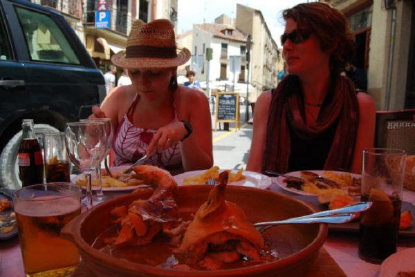 eating cochinilla in Segovia Spain