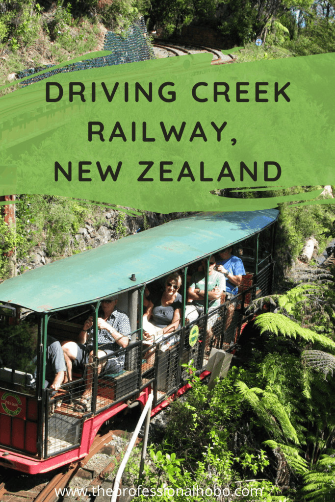 Driving Creek Railway in Coromandel New Zealand (North Island) is the most curious and inspiring little railway ever. Learn more here! #NewZealand #Coromandel #DrivingCreekRailway #uniquetrains #Traintravel #TheProfessionalHobo #NoraDunn