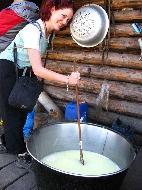 The Professional Hobo making cheese in Ukrainian nature