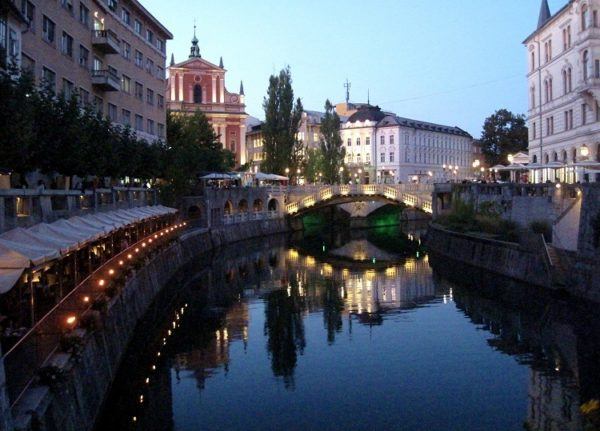 Ljubljana at sunset, photo taken by Inspiring Travellers