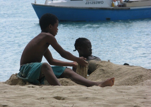 playing in the sand