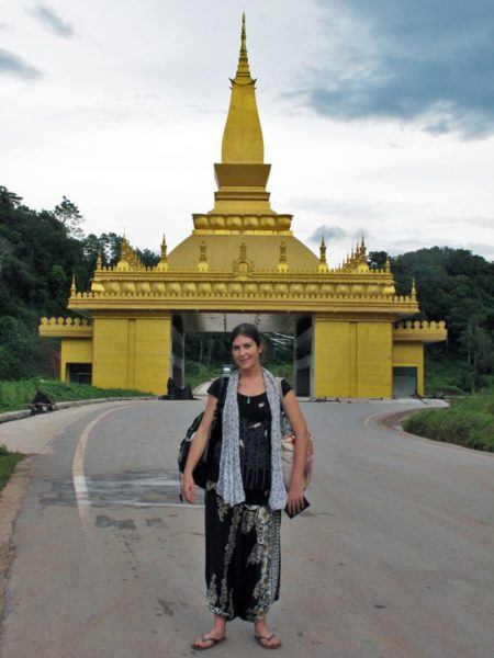 Claire of Old World Wandering at the Lao Chinese border 