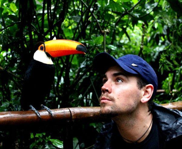 Greg Snell looking at a Toucan