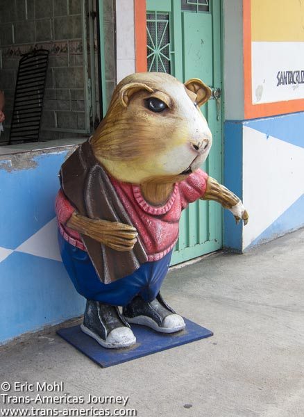 Cuy statue outside a restaurant in Ecuador