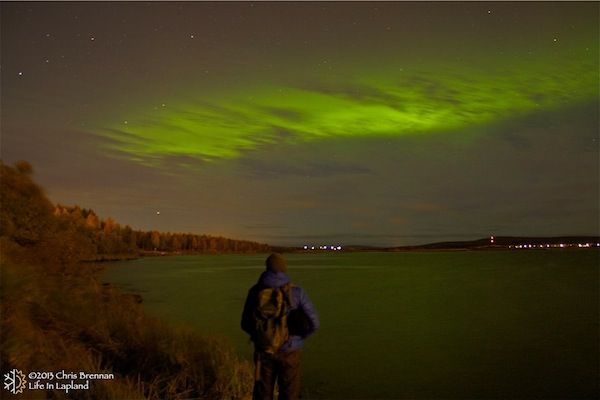 Northern lights over the Ounasjoki River