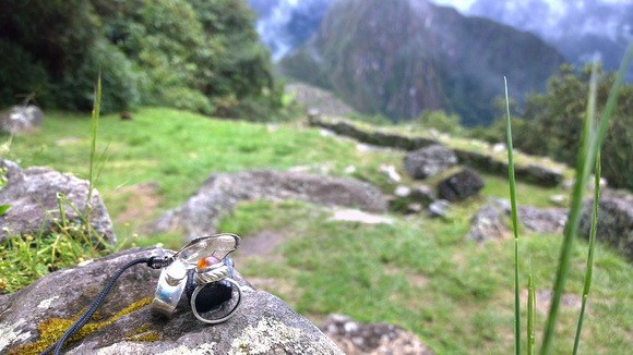 charging up my crystal rings at Machu Picchu