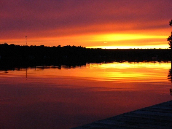 An epic orange Sunset over Lake Muskoka