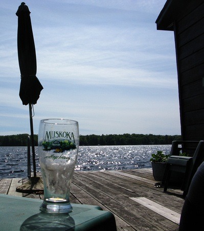 Muskoka glass down by the dock