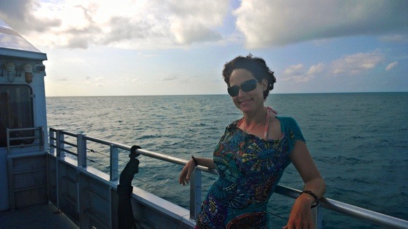 Nora Dunn on a boat enroute to Dry Tortugas National Park, Florida Keys