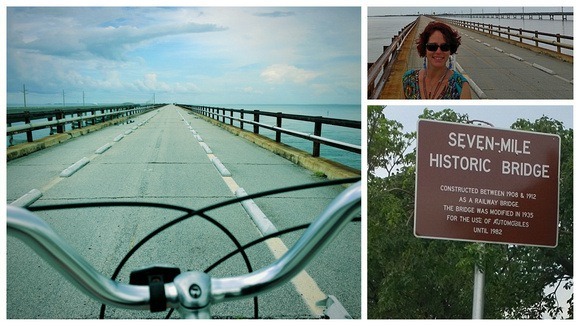 taking a bicycle across Seven Mile Bridge, Florida Keys