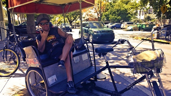 Zero with his bicycle taxi, in the Floria Keys