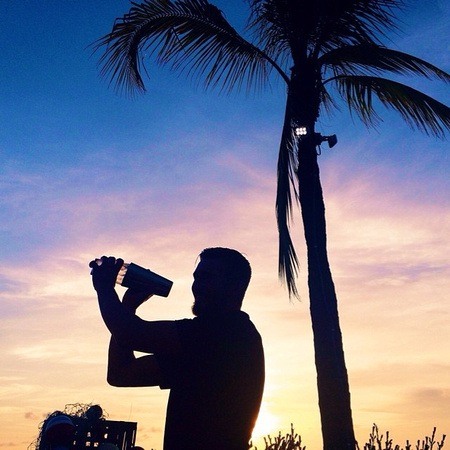 silhouette of bartender with a palm tree in the Florida Keys