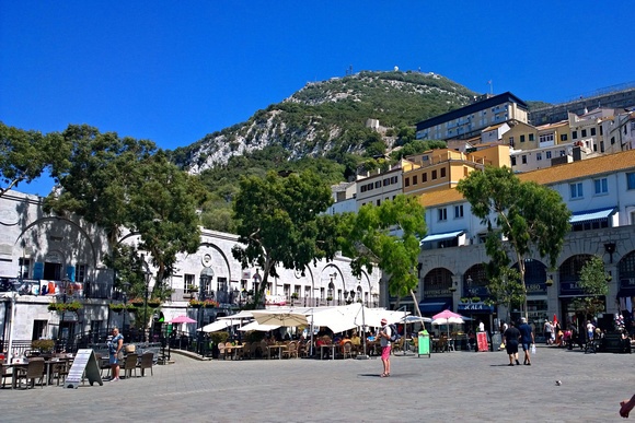 the rock of Gibraltar, looming over the island