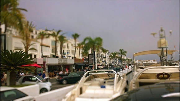 Puerto Banus, with expensive boats, cars, and pricey restaurants