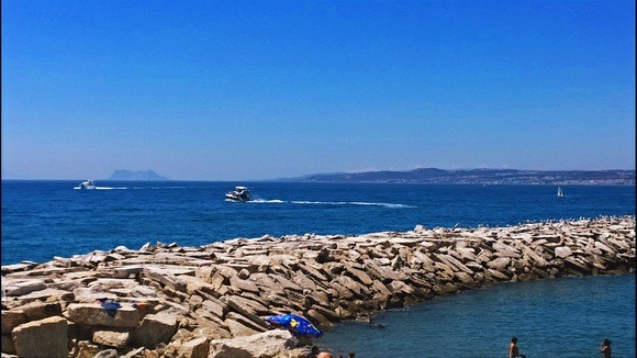 View of Gibraltar from Estepona beach