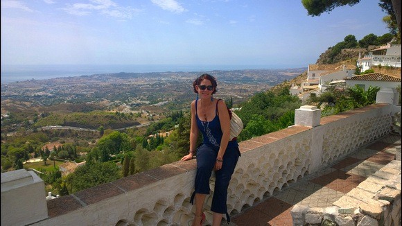 Nora Dunn, The Professional Hobo, in Mijas Spain, overlooking Costa del Sol