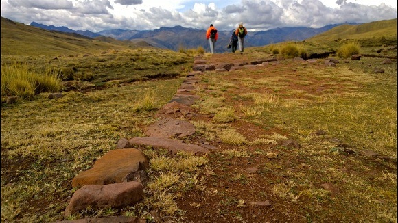 stones marking the ancient Inca trail at 4,400 metres above sea level