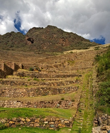 Steep terraces on the way up to the Pisac Ruins (Intuitana)