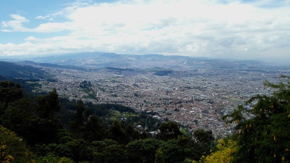 Panorama of Bogota from Monserrat β a must-visit place while in Bogota. Beware of Bogota Colombia safety - but don't worry too much.