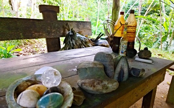 ayahuasca ceremony table in the jungle