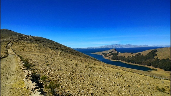 The trail across Isla Del Sol in Bolivia