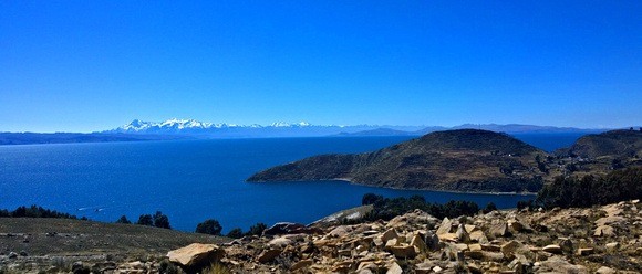 The view of the bolivian mainland from Isla Del Sol