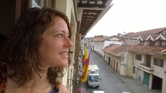 leaning out my window in Cuenca Ecuador