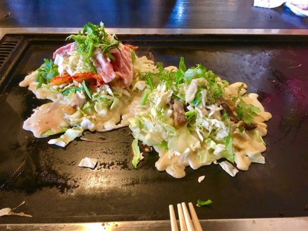 okonomiyaki being prepared