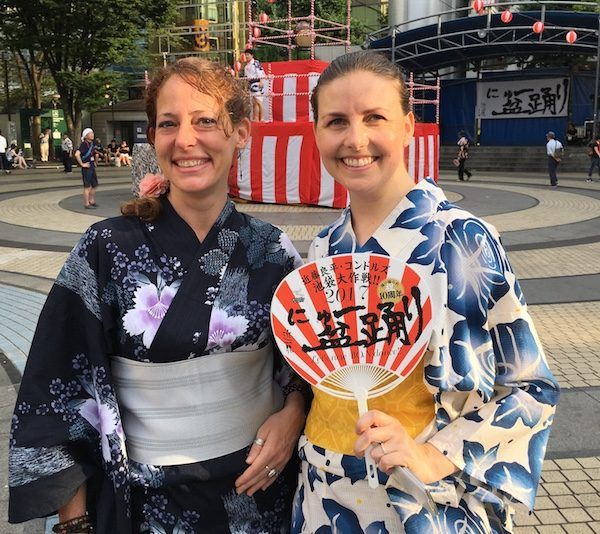 ready for New Bon Odori, dressed in kimonos