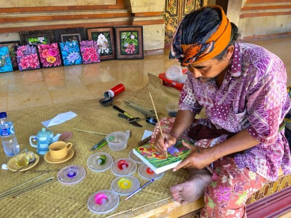 touching up my Balinese painting