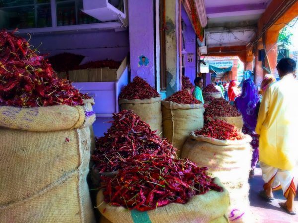 chilis on sale in Jaipur India