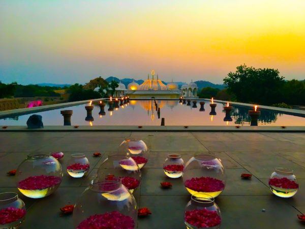 sunset at the Fairmont in Jaipur