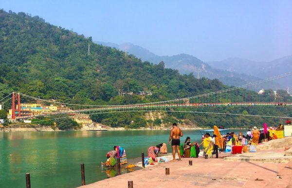 Bathing in the Ganges River in Rishikesh