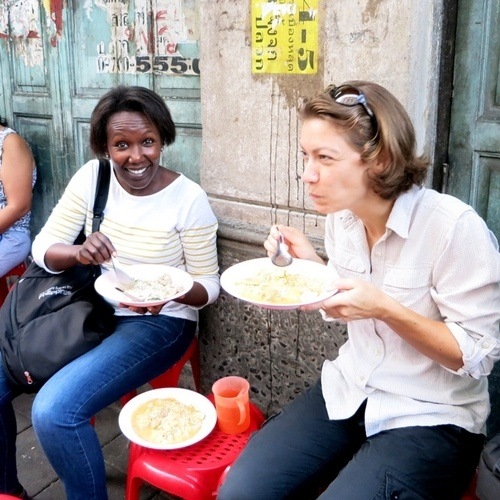 Rosemary and Claire of Authentic Food Quest, eating street food