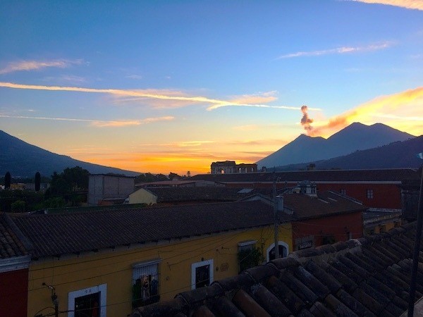 Go to the terrace at Antigua Brewing Company for the best sunsets overlooking Antigua Guatemala and the nearby volcano