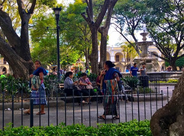 Women selling weavings in Parque Central in Antigua Guatemala, where I made a few travel mistakes