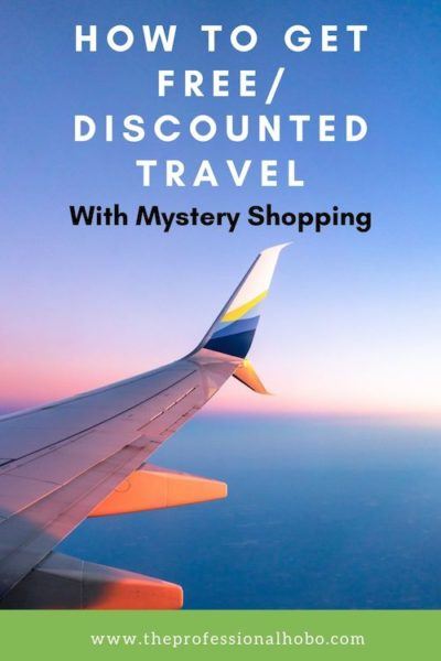 Here's how to get free and discounted travel with mystery shopping! #freetravel #cheaptravel #mysteryshopping #freeflights #freehotels #TheProfessionalHobo #traveltips #travelhacks 