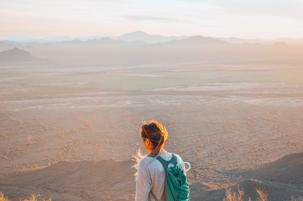 Michelle Schroeder-Gardener, making money blogging at Making Sense of Cents, overlooking the desert