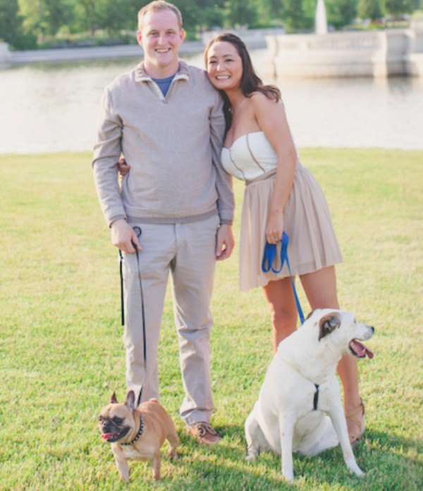 Michelle Schroeder-Gardner, millionaire blogger, with her husband and two dogs