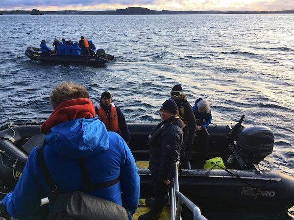 Boarding the zodiacs to go ashore on an Adventure Canada Cruise