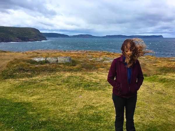 Cape Spear Newfoundland with hair in my face