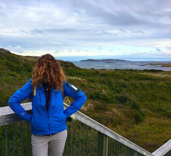 L'Anse Aux Meadows Newfoundland with hair in my face